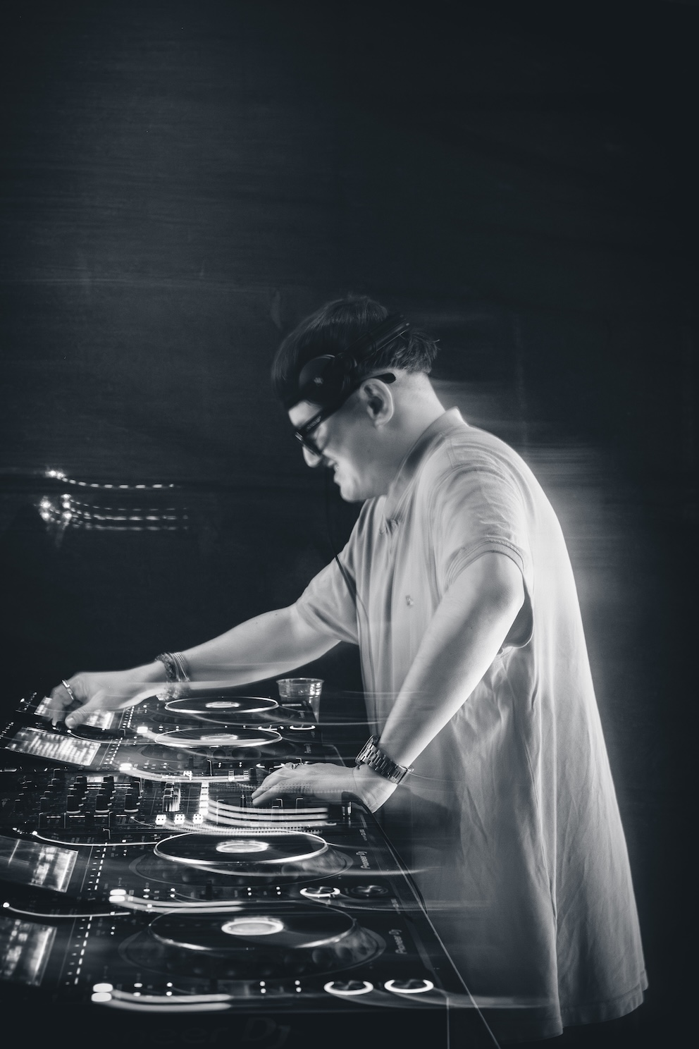 Laser show cutting through fog