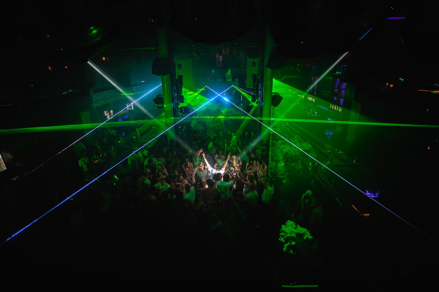 Beach party aerial view