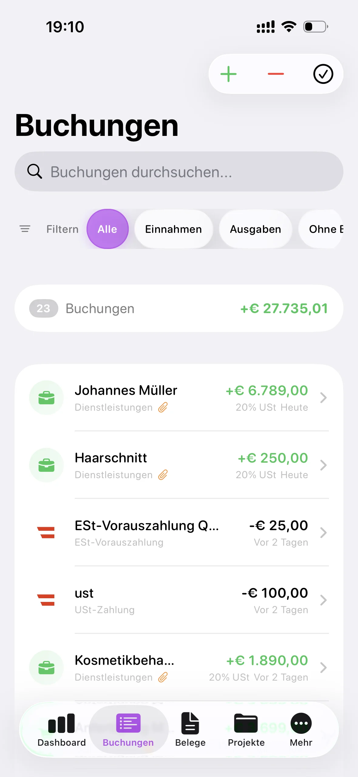 Accounted, meine Buchhaltungs-App, auf dem iPhone